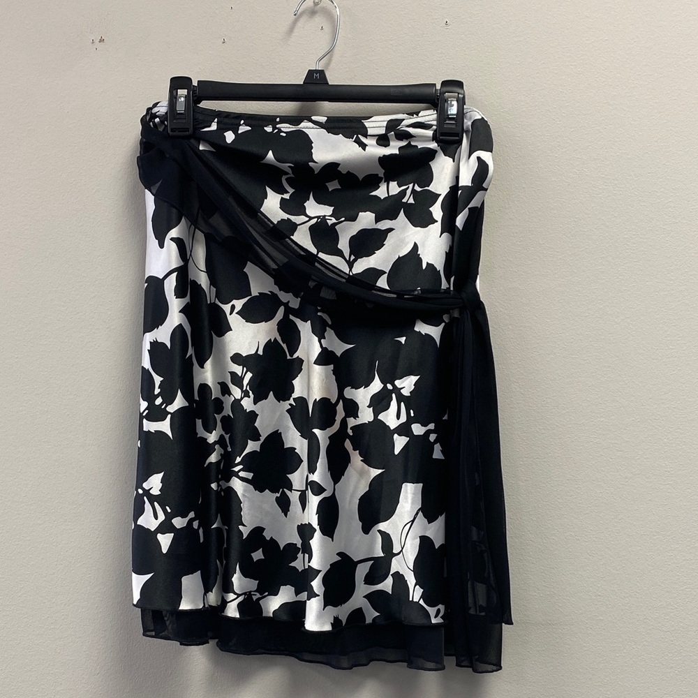 Wrapper Black and White Asymmetrical Skirt